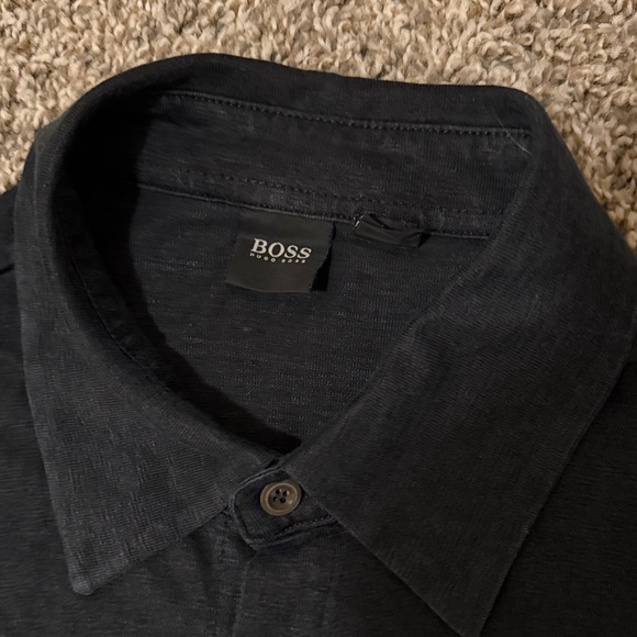 Hugo Boss Midnight Black Casual Short Sleeve Button Up Shirt - Picture 2 of 5